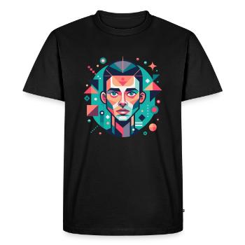 Geometric Face Portrait - Men's Premium Organic T-Shirt - black - Front - Nico (187cm)