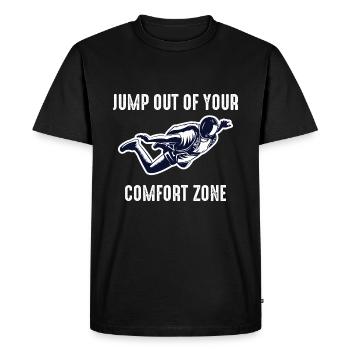 Skydiving Jump Out Of Your Comfort Zone - Men's Premium Organic T-Shirt - black - Front - Nico (187cm)