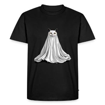 Scary ghost cat - Men's Premium Organic T-Shirt - black - Front - Nico (187cm)