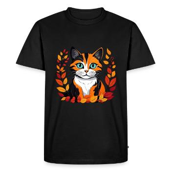 Chat d’automne - T-shirt Premium bio Homme - noir - Devant - Nico (187cm)