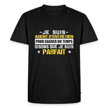 Agent d'entretien cadeau drôle homme parfait - T-shirt Premium bio Homme - noir - Devant - Nico (187cm)