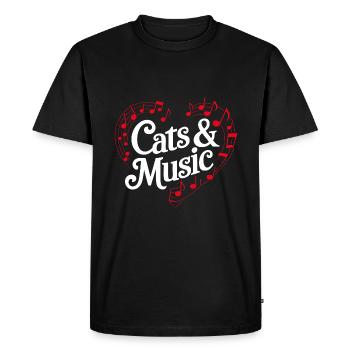 Cats and Music Musical Notes and Staff - Men's Premium Organic T-Shirt - black - Front - Nico (187cm)