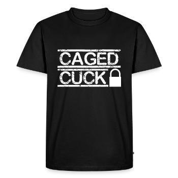 Caged Cuck BBC Hotwife Cuckold Femdom - Men's Premium Organic T-Shirt - black - Front - Nico (187cm)