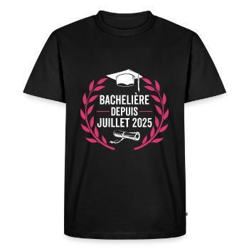 Bachelière 2025 Félicitations BAC - T-shirt Premium bio Homme - noir - Devant - Nico (187cm)