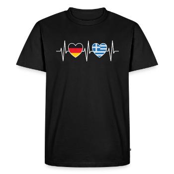 Herzschlag Allemagne Grèce Geschenk 0753 - T-shirt Premium bio Homme - noir - Devant - Nico (187cm)