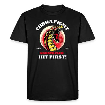 Cobra Fight Hit First - Karaté - T-shirt Premium bio Homme - noir - Devant - Nico (187cm)