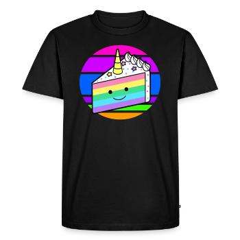 Gâteau licorne gâteau licorne arc en ciel - T-shirt Premium bio Homme - noir - Devant - Nico (187cm)