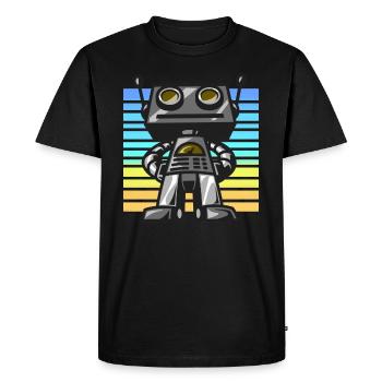 Robot coucher de soleil rétro - T-shirt Premium bio Homme - noir - Devant - Nico (187cm)