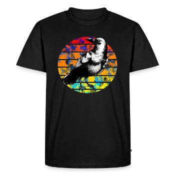 Raven Retro Sunset - Men's Premium Organic T-Shirt - black - Front - Nico (187cm)