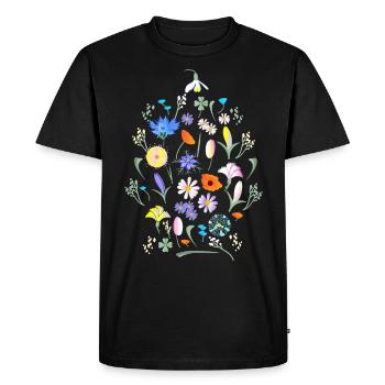 Fleurs colorées prairie fleurie - T-shirt Premium bio Homme - noir - Devant - Nico (187cm)