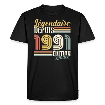 Légendaire Depuis 1991 - T-shirt Premium bio Homme - noir - Devant - Nico (187cm)