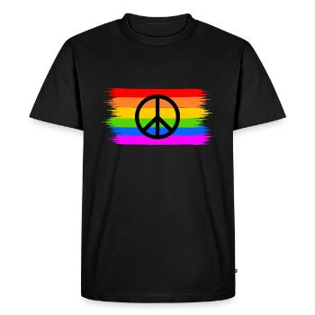 Signe de paix de paix sur le drapeau arc-en-ciel arc-en-ciel - T-shirt Premium bio Homme - noir - Devant - Nico (187cm)