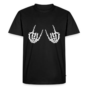 Rock On Skeleton Skelett Hände Gothic - Männer Premium Bio T-Shirt - Schwarz - Vorne - Nico (187cm)