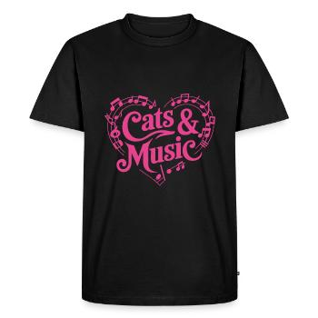 Cats and Music Musical Notes and Staff - Men's Premium Organic T-Shirt - black - Front - Nico (187cm)
