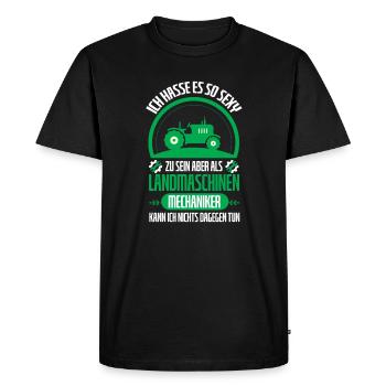 Landwirt Mechaniker Traktor Landwirtschaft Spruch - Männer Premium Bio T-Shirt - Schwarz - Vorne - Nico (187cm)