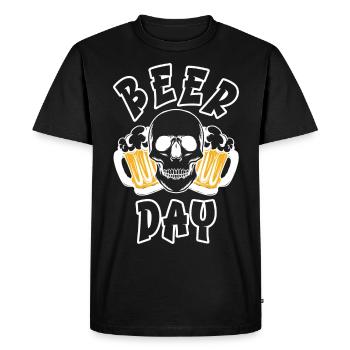 BEER DAY - Men's Premium Organic T-Shirt - black - Front - Nico (187cm)