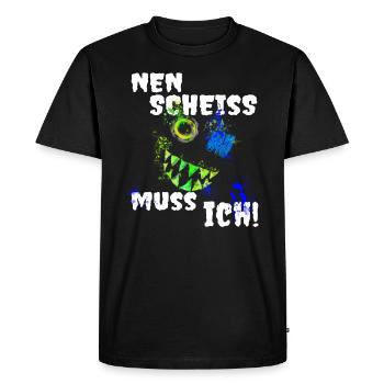 Monster - nen Scheiss muss ich - Männer Premium Bio T-Shirt - Schwarz - Vorne - Nico (187cm)