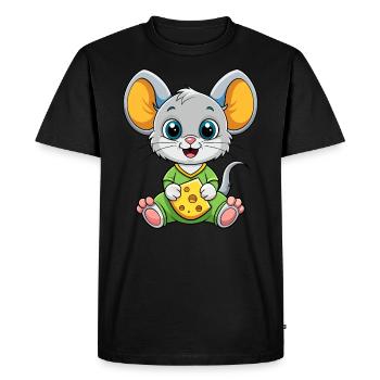 Cheese Loving Mouse - Men's Premium Organic T-Shirt - black - Front - Nico (187cm)