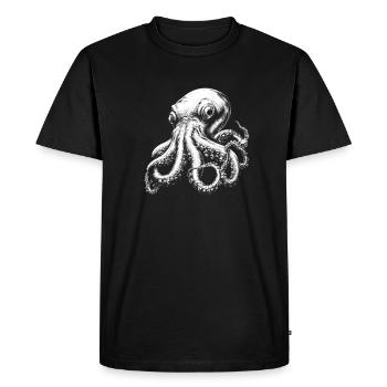 düsterer Oktopus - Tentakel - Männer Premium Bio T-Shirt - Schwarz - Vorne - Nico (187cm)