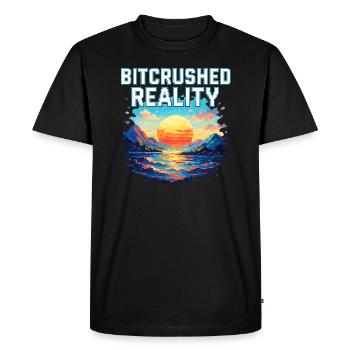 Bitcrushed Reality – Sunset in Glitch - Men's Premium Organic T-Shirt - black - Front - Nico (187cm)