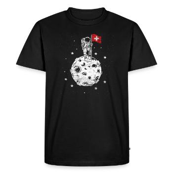 Switzerland flag on the moon Gift astronaut - Men's Premium Organic T-Shirt - black - Front - Nico (187cm)