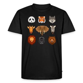 Animals Wilderness Panda Lion Wolf Giraffe Bear Gift - Men's Premium Organic T-Shirt - black - Front - Nico (187cm)