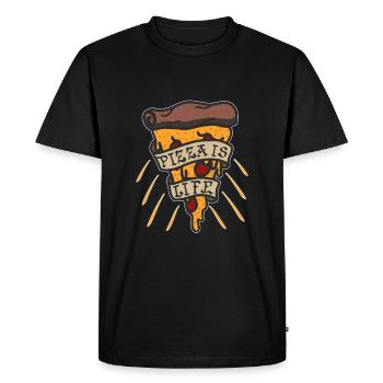 Pizza est la vie - T-shirt Premium bio Homme - noir - Devant - Nico (187cm)