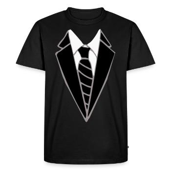 Faux costume - cravate - T-shirt Premium bio Homme - noir - Devant - Nico (187cm)