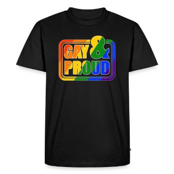 Arc-en-ciel gay et fier fierté LGBT - T-shirt Premium bio Homme - noir - Devant - Nico (187cm)