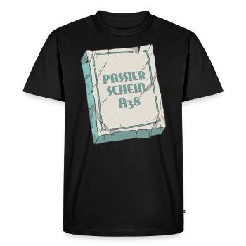 Passierschein A 38 Design, Gallisches Dorf, Comic - Männer Premium Bio T-Shirt - Schwarz - Vorne - Nico (187cm)