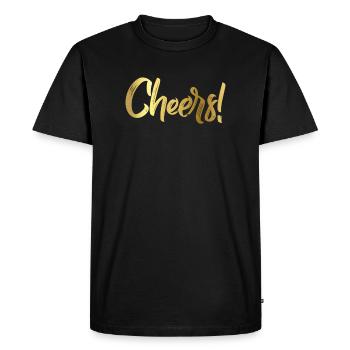 Cheers in golden letters english cheers! - Men's Premium Organic T-Shirt - black - Front - Nico (187cm)