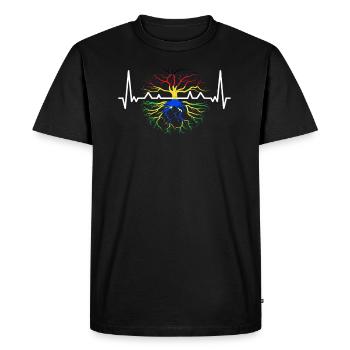 Français Racines brésiliennes Drapeau Brésilien - T-shirt Premium bio Homme - noir - Devant - Nico (187cm)