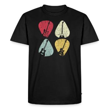 Plectre de guitare x4 pour guitariste Vintage - T-shirt Premium bio Homme - noir - Devant - Nico (187cm)