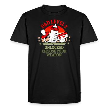 Gamer Dad Shirt Level 2 Unlocked - Men's Premium Organic T-Shirt - black - Front - Nico (187cm)