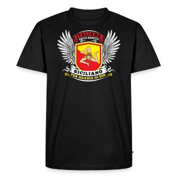 Italiano dalla nascita siciliano per grazia di dio - T-shirt Premium bio Homme - noir - Devant - Nico (187cm)