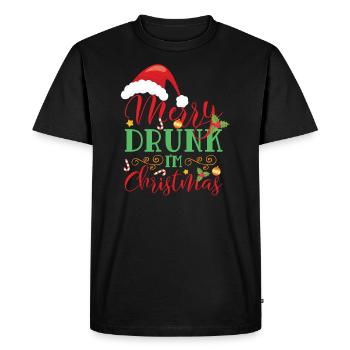 Merry Drunk I’m Christmas Xmas 2021 Masque Xmas - T-shirt Premium bio Homme - noir - Devant - Nico (187cm)