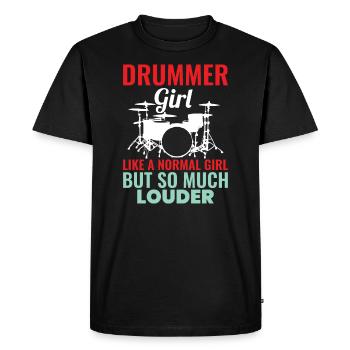 Drummer Girl like a Normal Girl Rudiments Musician - Men's Premium Organic T-Shirt - black - Front - Nico (187cm)