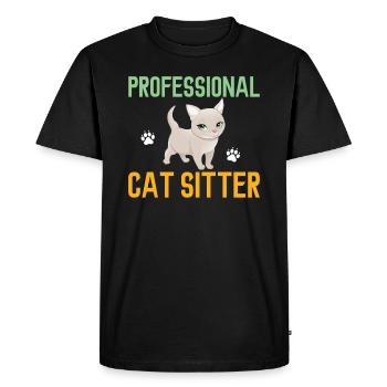 Professional Cat Sitter Cat School Sitter Cat - Men's Premium Organic T-Shirt - black - Front - Nico (187cm)