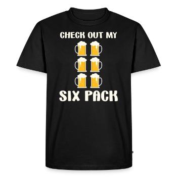 Check Out My Six Pack Beer Funny Fitness Humor - Men's Premium Organic T-Shirt - black - Front - Nico (187cm)