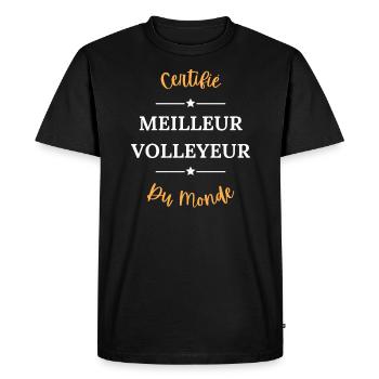 Certifié meilleur volleyeur du monde - T-shirt Premium bio Homme - noir - Devant - Nico (187cm)