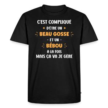 Compliqué beau gosse et bébou - T-shirt Premium bio Homme - noir - Devant - Nico (187cm)
