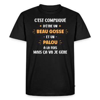 Compliqué beau gosse et palou - T-shirt Premium bio Homme - noir - Devant - Nico (187cm)