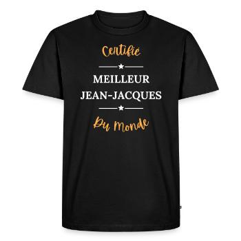 Certifié meilleur jean jacques du monde - T-shirt Premium bio Homme - noir - Devant - Nico (187cm)