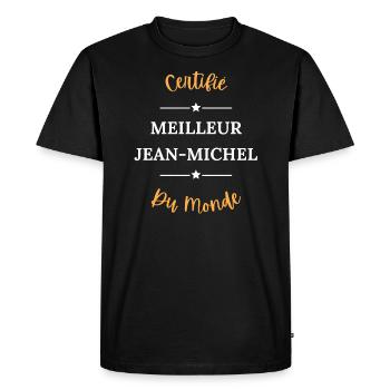 Certifié meilleur jean michel du monde - T-shirt Premium bio Homme - noir - Devant - Nico (187cm)
