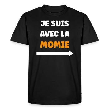 je suis avec la momie - T-shirt Premium bio Homme - noir - Devant - Nico (187cm)