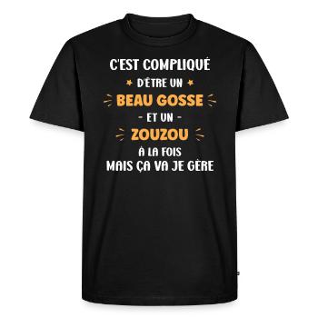 beau gosse zouzou - T-shirt Premium bio Homme - noir - Devant - Nico (187cm)