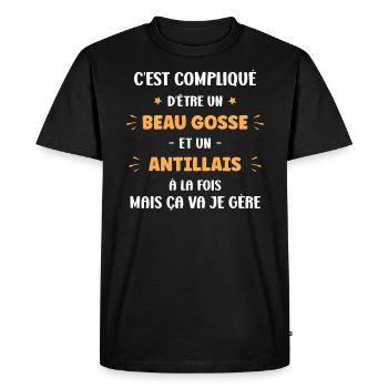 Beau gosse Antillais - T-shirt Premium bio Homme - noir - Devant - Nico (187cm)