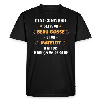 Beau gosse matelot - T-shirt Premium bio Homme - noir - Devant - Nico (187cm)