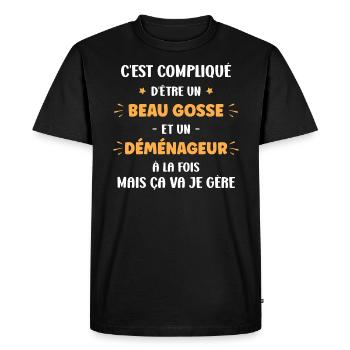 déménageur - T-shirt Premium bio Homme - noir - Devant - Nico (187cm)
