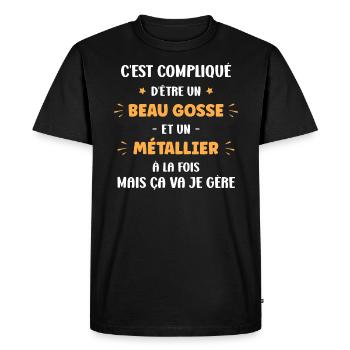métallier - T-shirt Premium bio Homme - noir - Devant - Nico (187cm)